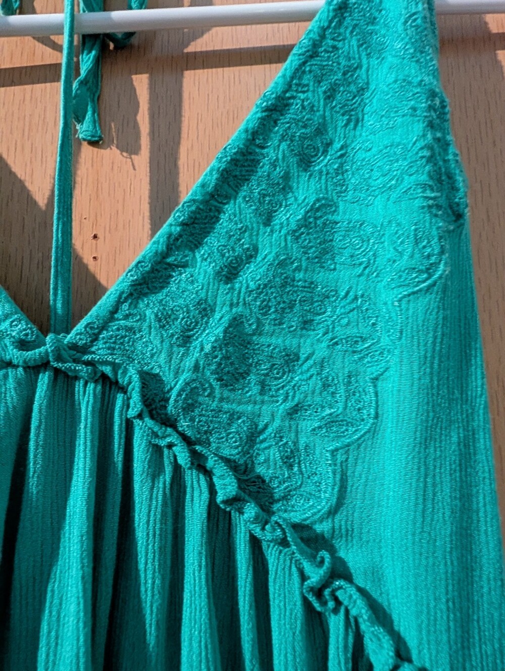 O'Neill Teal Green Tie Back Summer Top - Picture 4 of 8
